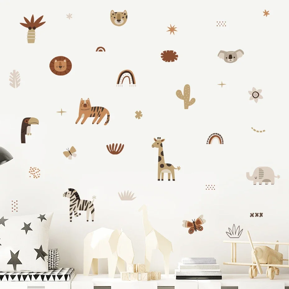 Vinilos decorativos animales África acuarela para habitación infantil - imagen 3