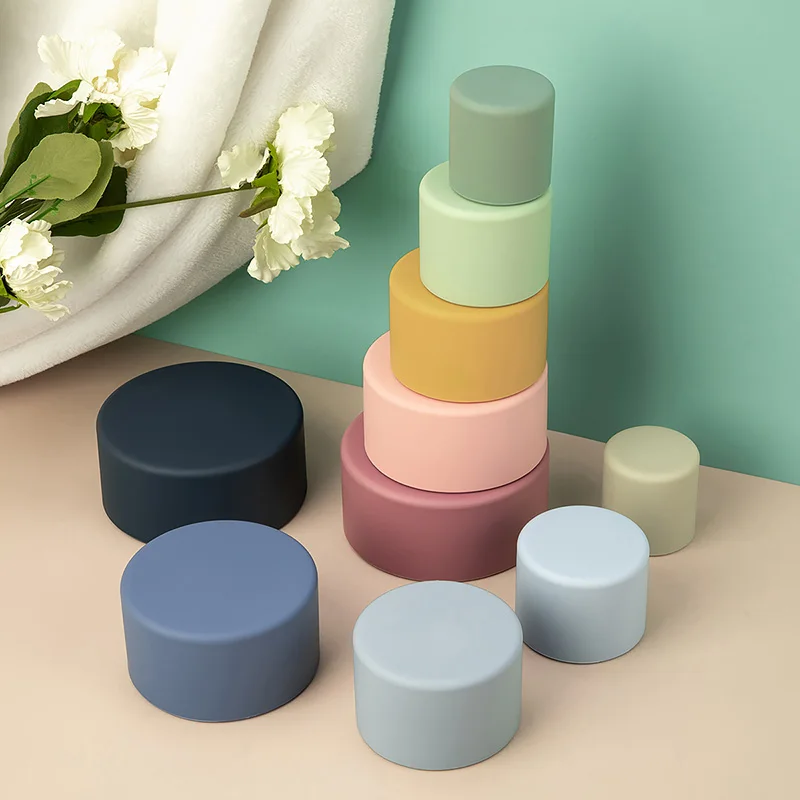 TYRY.HU 1 Juego de taza redonda bloque suave 3D juguetes educativos Montessori mordedor para bebé regalos bebé bloque de construcción de silicona sin BPA - imagen 3