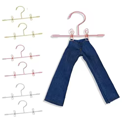 Colgador en miniatura de Metal para ropa de muñeca, accesorios de decoración, Mini Clips de calcetín para pantalón, dorado y plateado, 5 piezas, 75mm/120mm