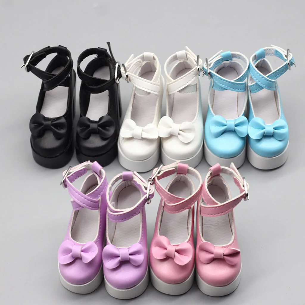 Sandalias elegantes de tacón grueso con lazo para muñecas BJD - imagen 4