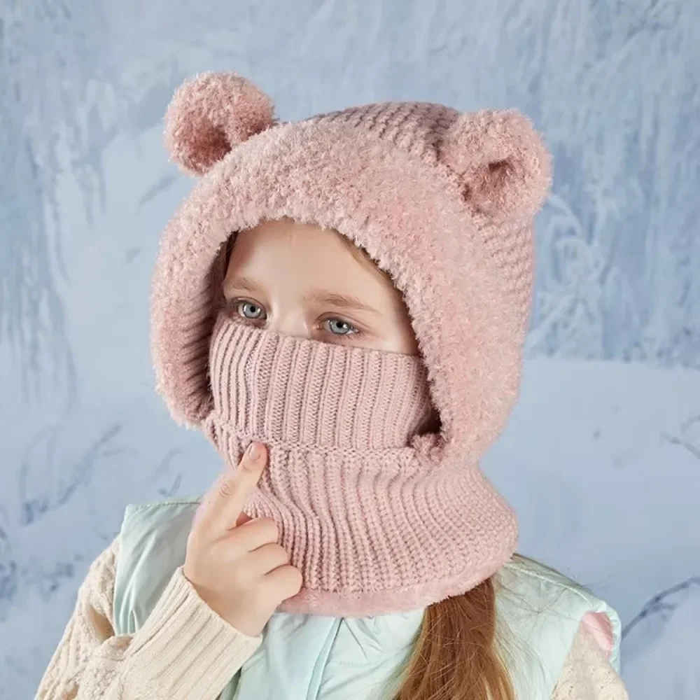 Gorro pasamontañas de invierno con cuello cálido para niñas modernas - imagen 2