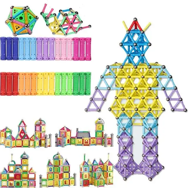 LFAYER-bloques de construcción magnéticos 3d para niños, palos magnéticos DIY, juguetes de construcción para niños, juguetes educativos de diseñador para niños