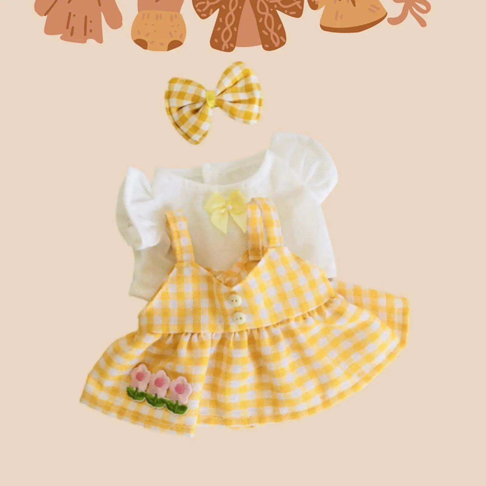 3 Pieces 20cm Mini Doll Clothes Doll Changing Clothes Game Doll Outfits for 20cm/7.87inch Plush Doll Little Girls Gift