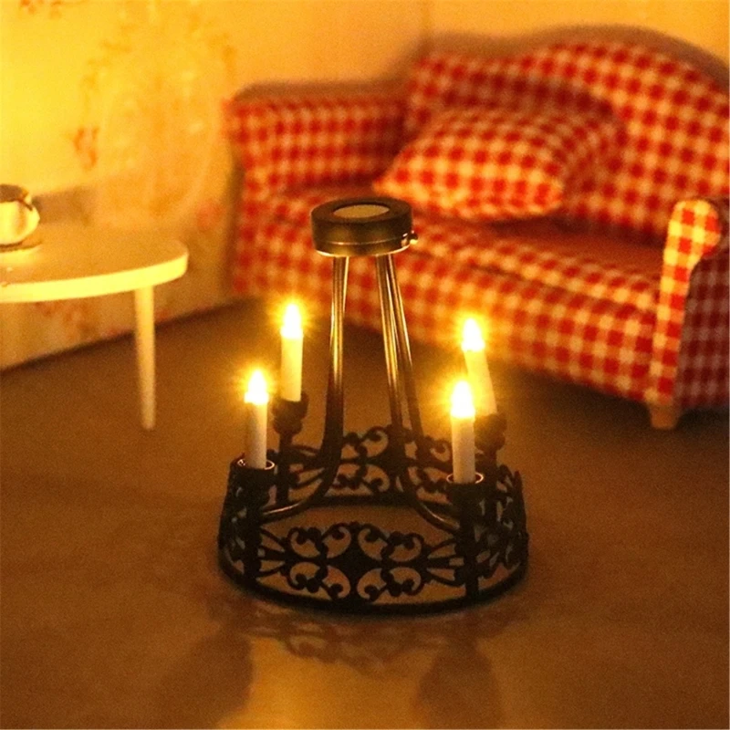 Lámpara de pared para casa de muñecas a escala 1:12, candelabro en miniatura Vintage, modelo de simulación, lámpara de techo para niños, decoración de muebles para casa de muñecas - imagen 2