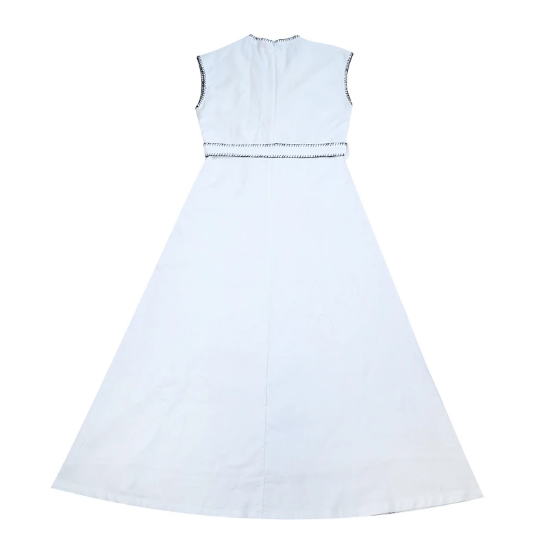Vestido envolvente blanco lino y algodón para niña sin mangas - imagen 2