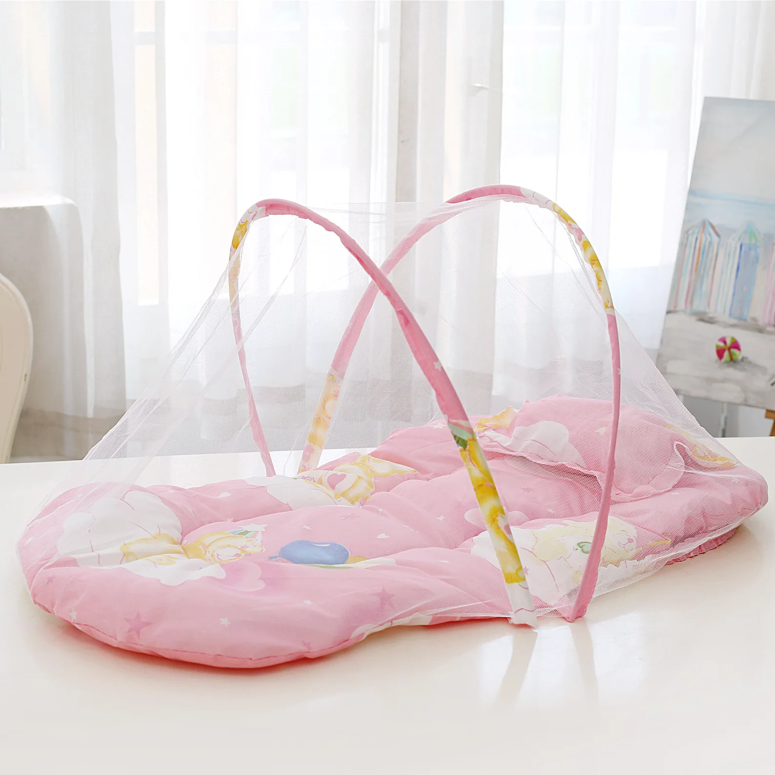 Mosquitera plegable para cuna con colchón y almohada - imagen 3