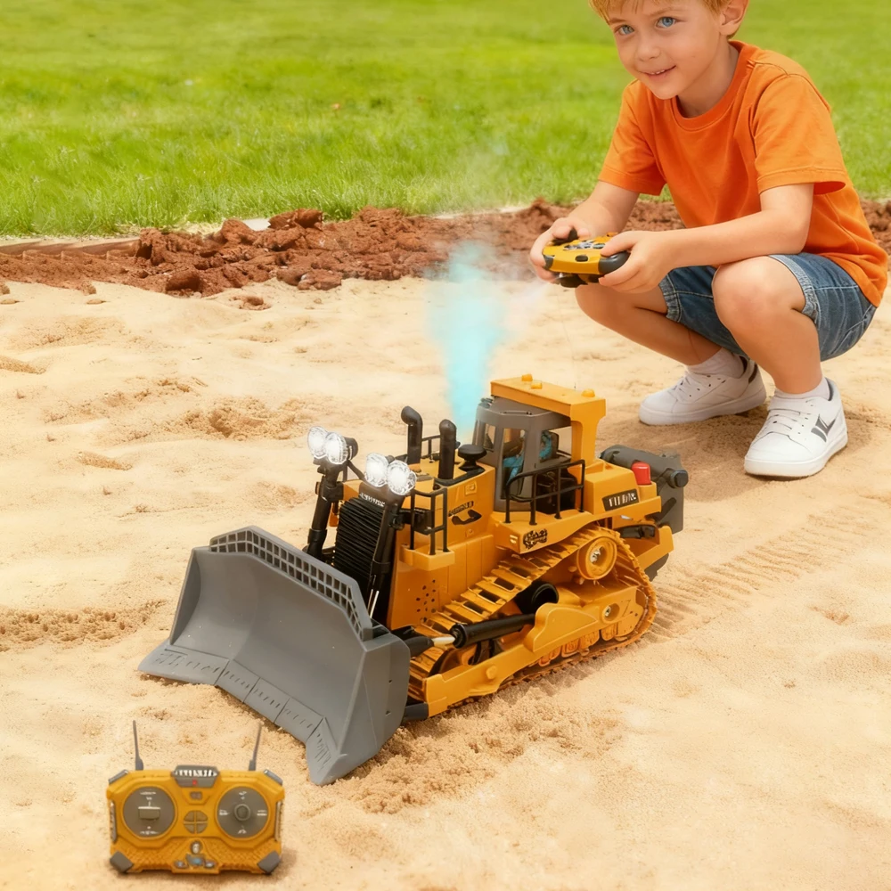 Bulldozer Rc 2,4G 9Ch 11Ch 4Wd excavadora de Control remoto camión volquete de aleación coche vehículo de construcción juguete niños regalos