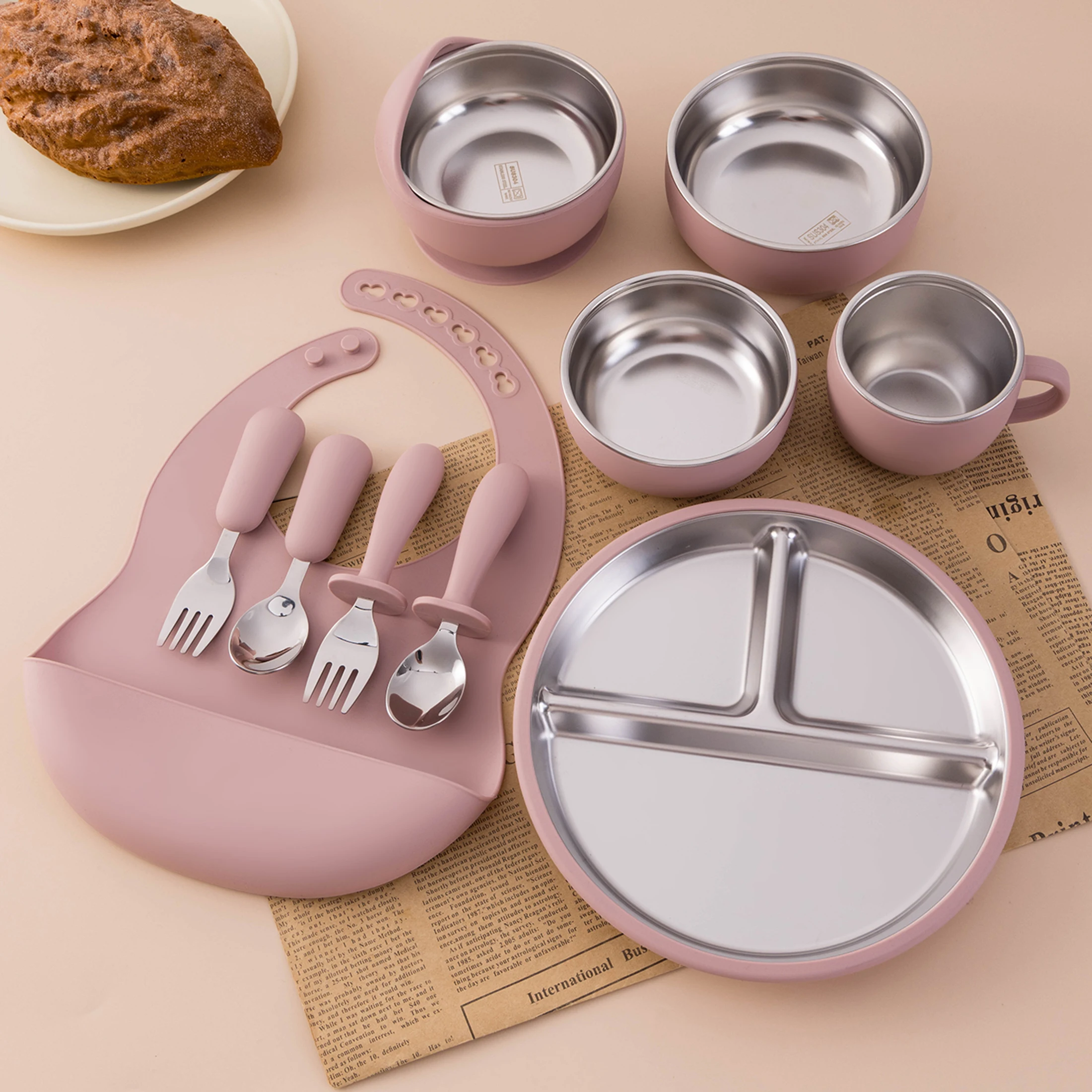 Vajilla infantil de silicona con plato y cuenco desmontables - imagen 4