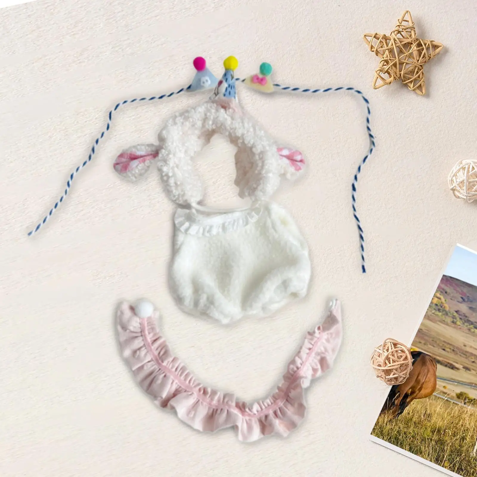Bodysuit Made of Plush Dolls, Clothes with Birthday Hat, Costumes for 15 Cm Dolls