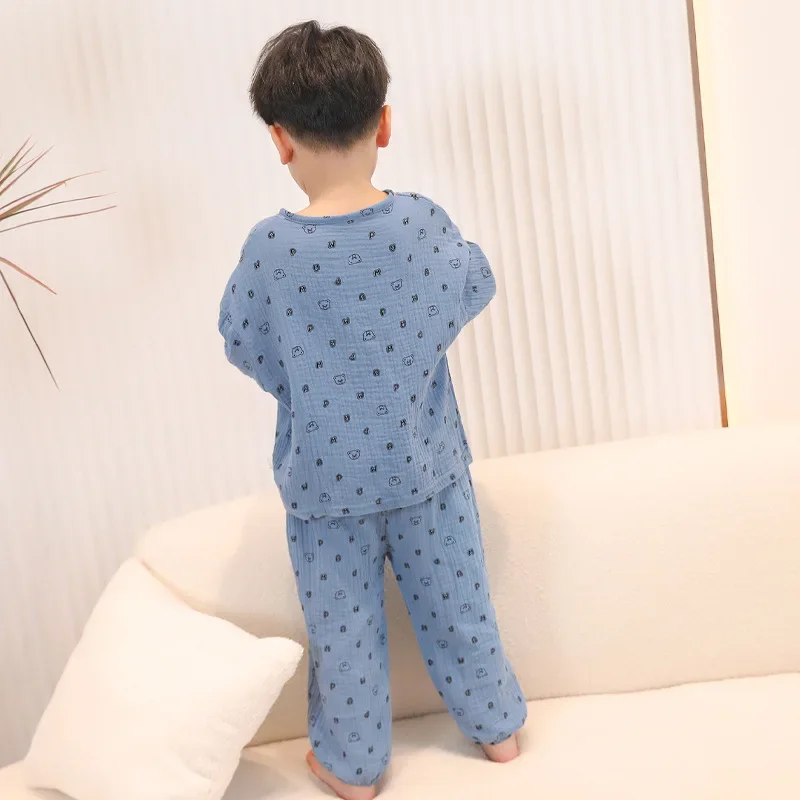 Conjunto de pijama de algodón de doble hilo para niños y niñas - imagen 5