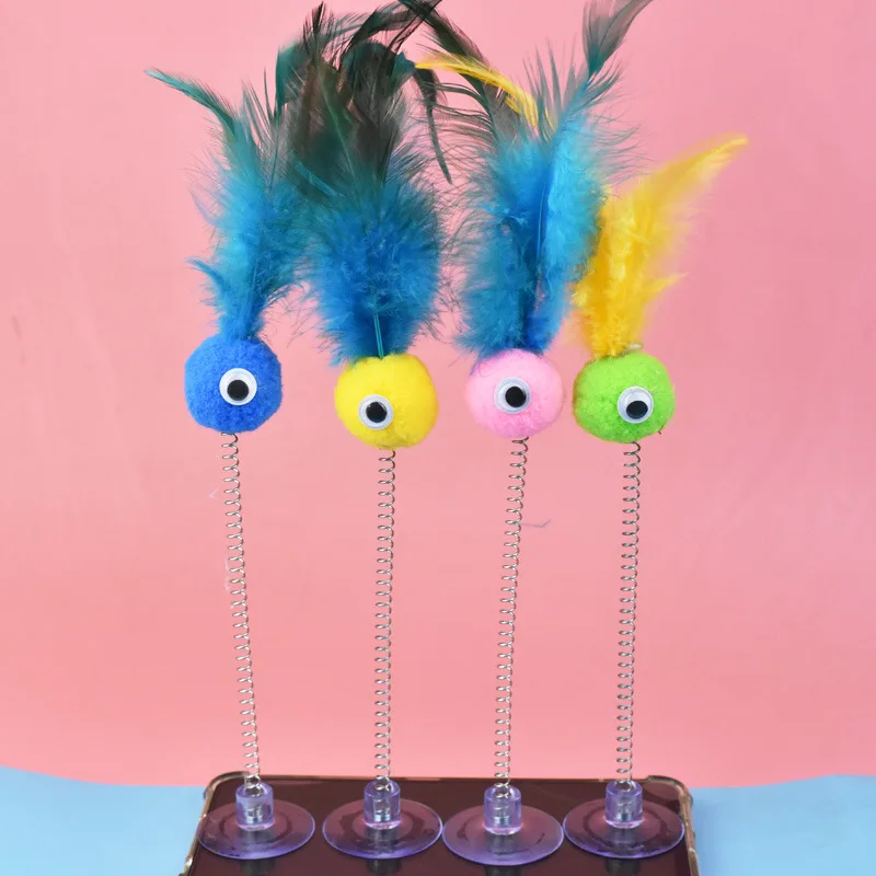 Juego de juguetes para gatos de tela de terciopelo Artificial suave, bola de pelusa, Varita de bola de felpa, palo de cabeza de campana para gatos de interior - imagen 3