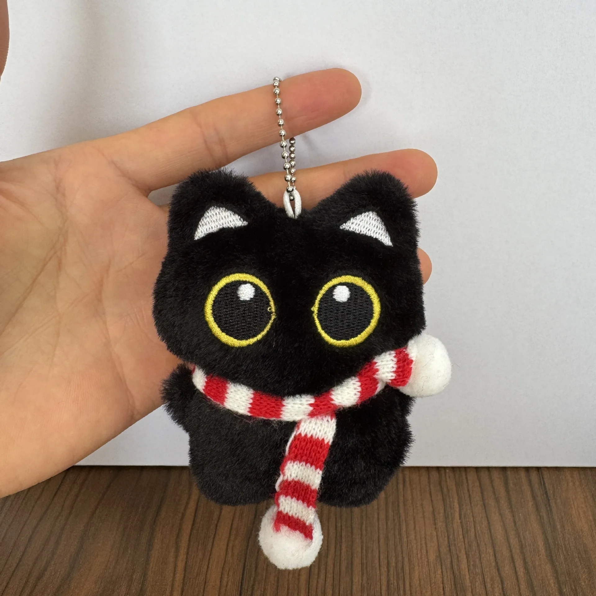 Mini lindo gato negro de peluche de juguete de dibujos animados llavero de gatito mochila accesorios de decoración muñeco de peluche suave regalos de cumpleaños y Navidad - imagen 5