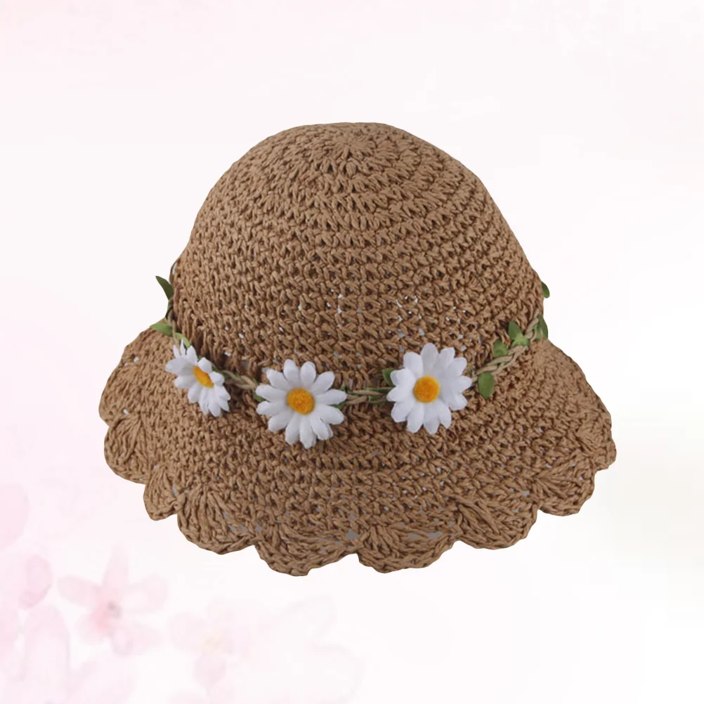 Sombrero de paja para el sol para niños, 48cm, protección solar de ala ancha para playa de verano, flores de loto decoradas, sombrero de playa de verano ligero y transpirable - imagen 5