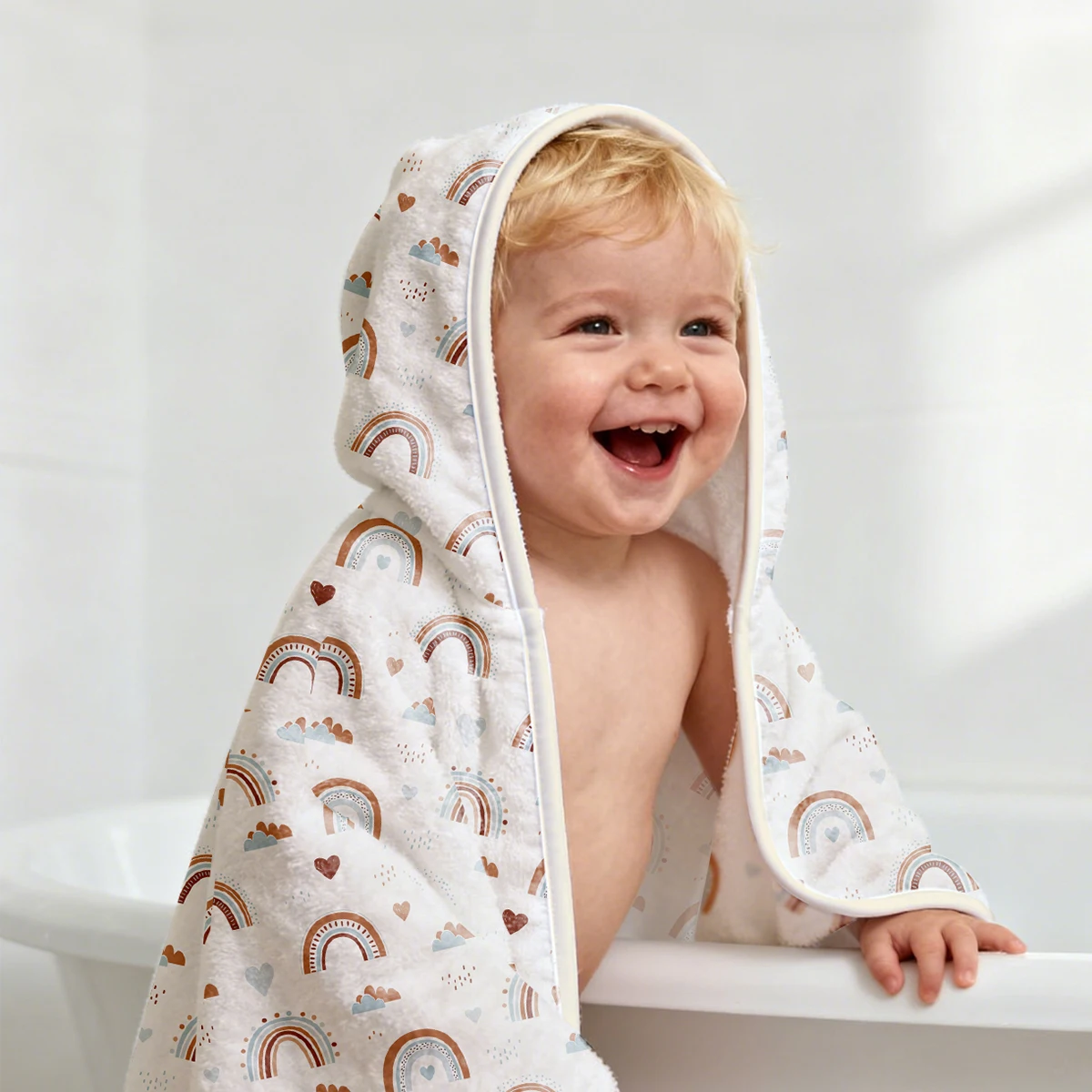 Happyflute-Manta envolvente de terciopelo Coral para bebé, 80x80CM, con capucha, Toalla de baño suave para recién nacido, ropa de cama cómoda para bebés - imagen 2