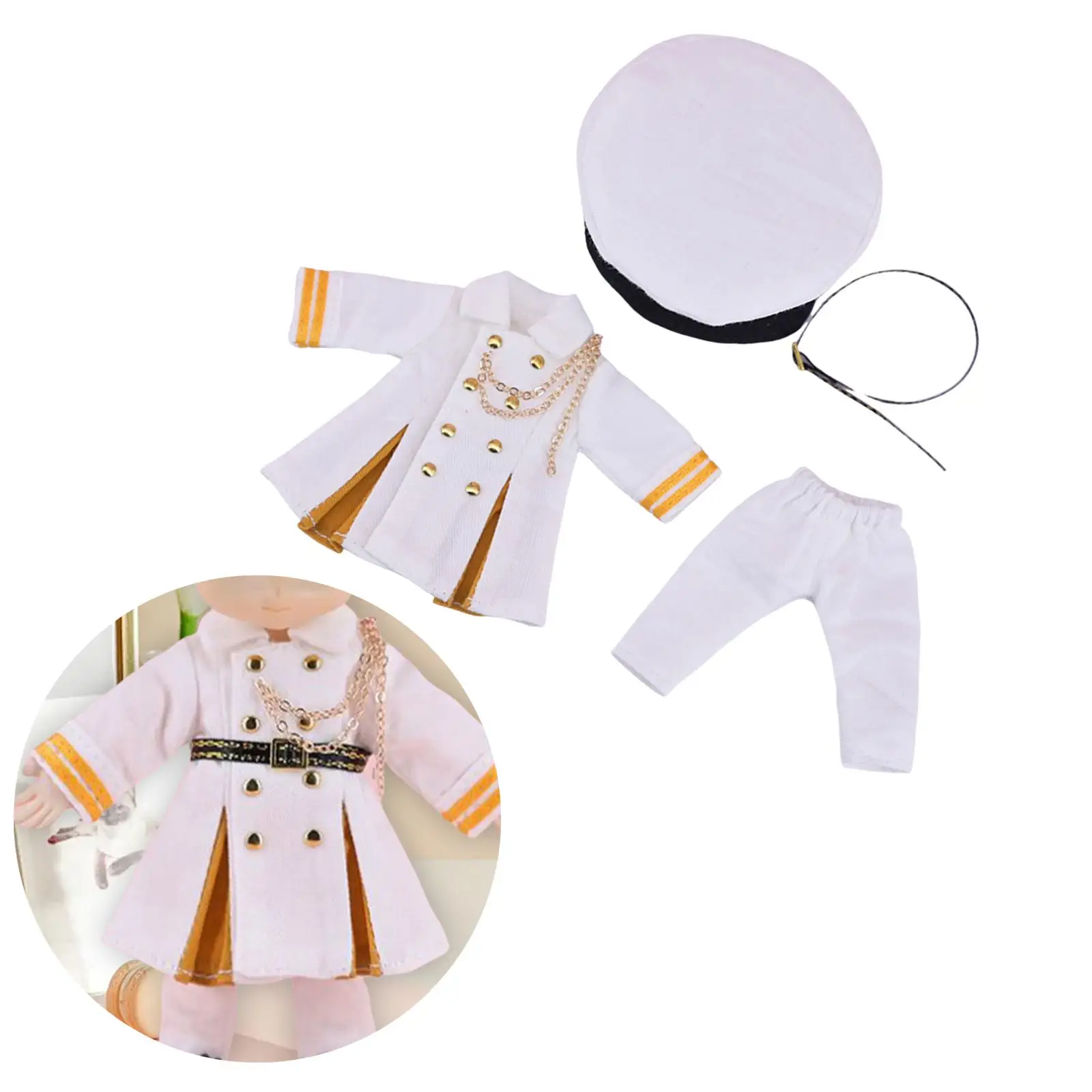 1/12 Fashion Doll Clothes Stylish Gift Children Toy Clothing Doll Uniform Coat Set Miniature Doll Accesories for Ob11 Dolls