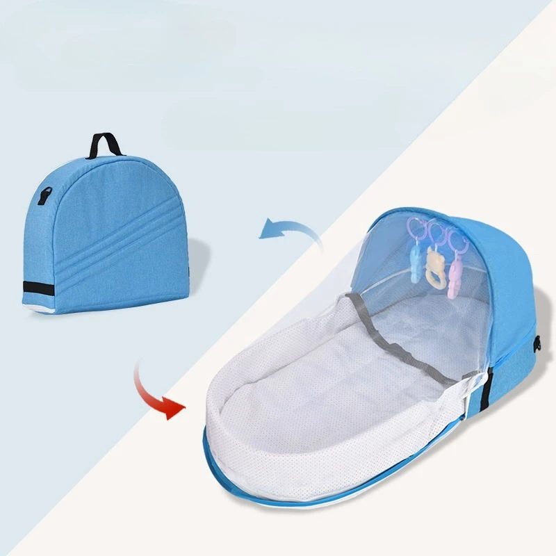 Bolsa para cama de bebé plegable portátil, Moisés para recién nacidos, cuna de viaje de Color sólido, nido de bebé compacto de malla transpirable para el hogar y al aire libre