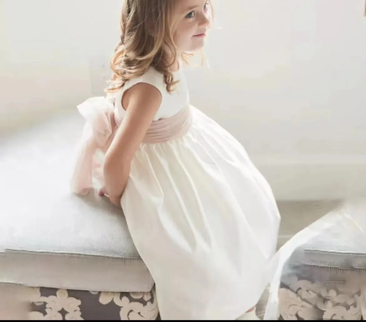 Vestido Vintage de princesa para niña, Vestido sin mangas para niño pequeño, Vestido de gasa con lazo, desfile de fiesta de verano, bautismo de cumpleaños de 1 a 12 años - imagen 2