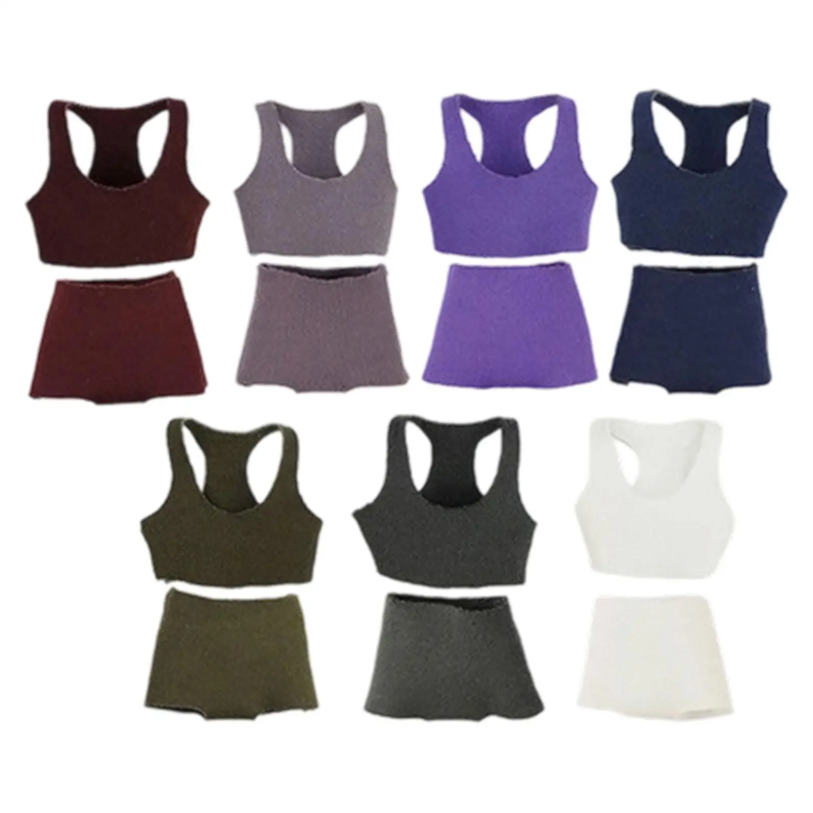 1/12 Sports Vest Shorts Set for Female Figure Fashion Soft Miniature Sports Bra and Shorts Doll Clothes Mini Clothing