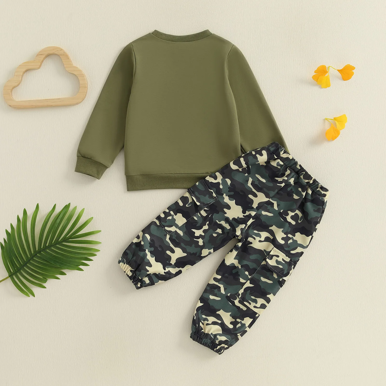 SUNSIOM Conjunto de 2 piezas de sudadera de manga larga con estampado de letras para niño pequeño de 1 a 5 años - imagen 2