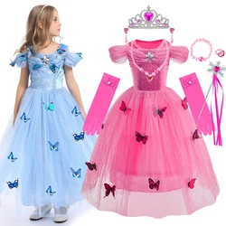 Disney Vestido de princesa Cenicienta para niña con volantes