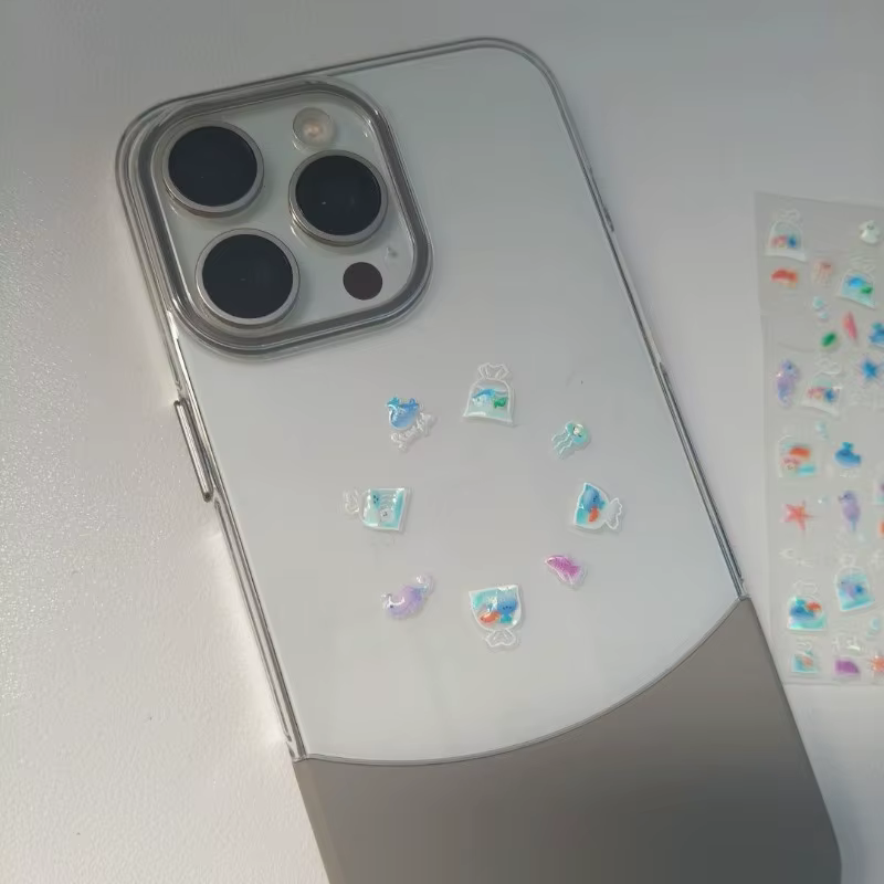Pegatinas en relieve con peces del océano, resistentes al agua