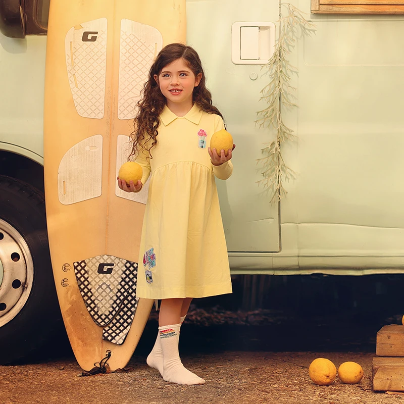 Vestido APPS para niña, top para niño y niña con aplicaciones bordadas, etiquetas, tela de algodón piqué, ropa de verano para niños - imagen 2