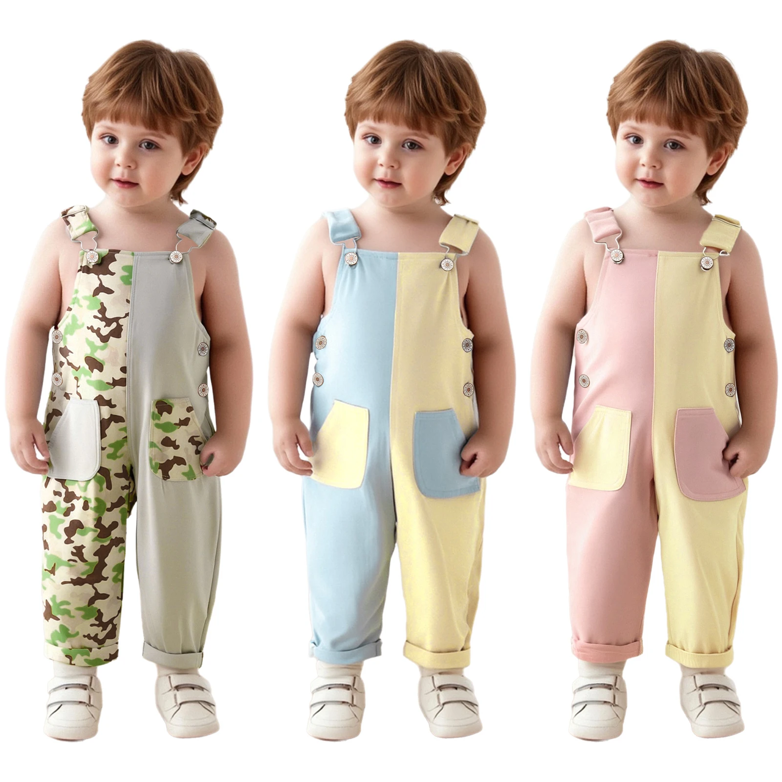Mameluco infantil casual con tirantes ajustables y bolsillos - imagen 2