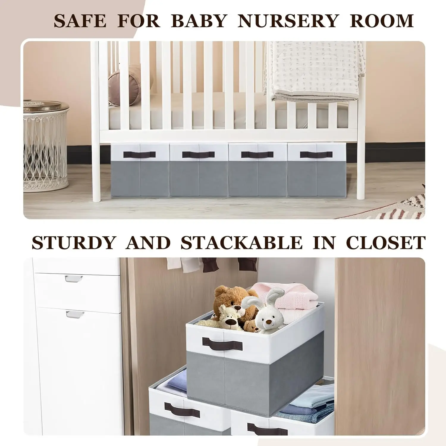 Cesta de almacenamiento de gran capacidad | caja de almacenamiento para decoración del hogar | Cesta plegable decorativa para organizar ropa, centros de atención al día - imagen 4