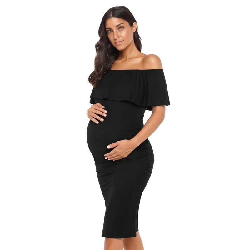 Vestido premamá de algodón con volantes para lactancia - imagen 2