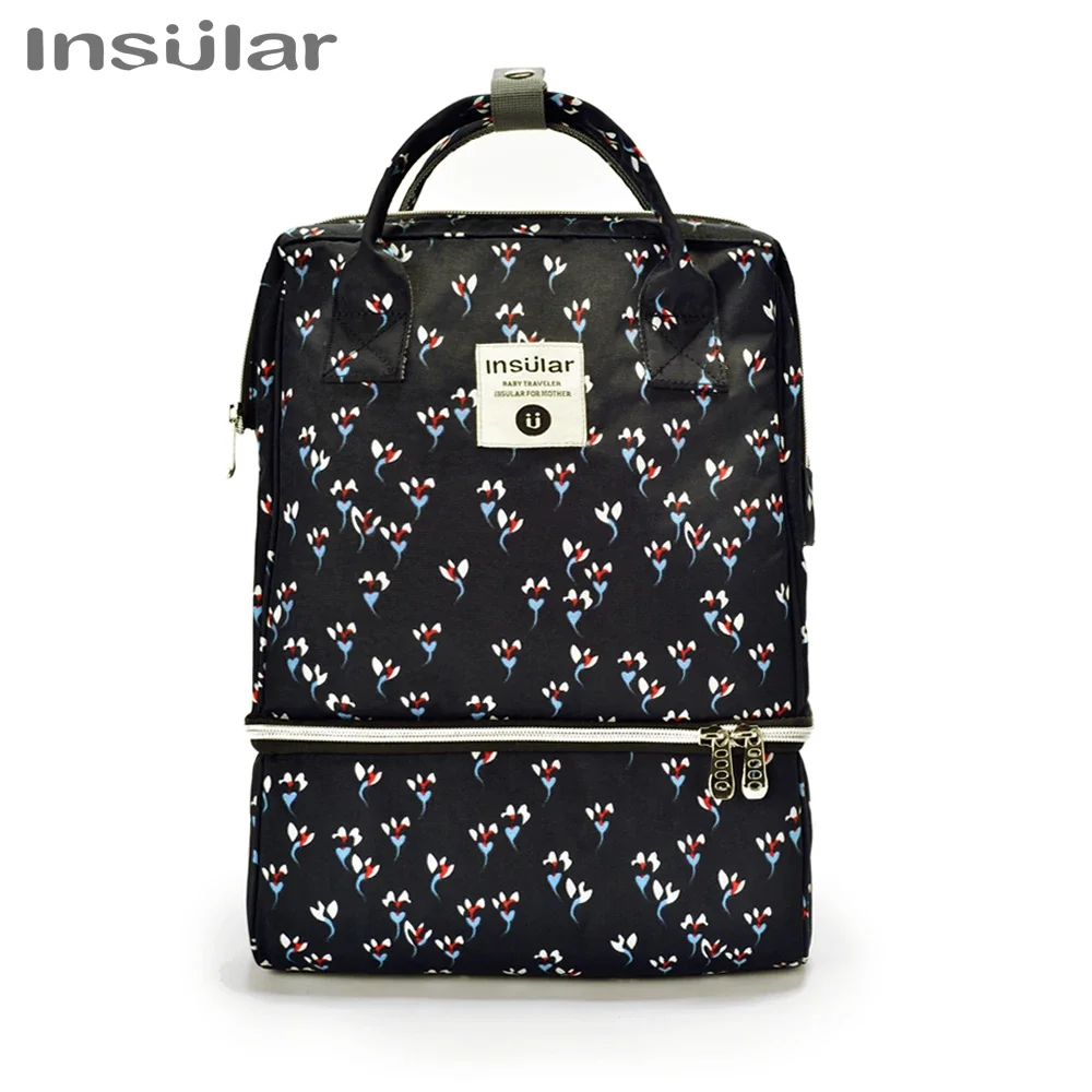 Bolsa de pañales de gran capacidad, mochila, bolsa de maternidad impermeable, bolsas de pañales para bebés de dos capas, bolsa enfriadora de leche materna para cochecito - imagen 2