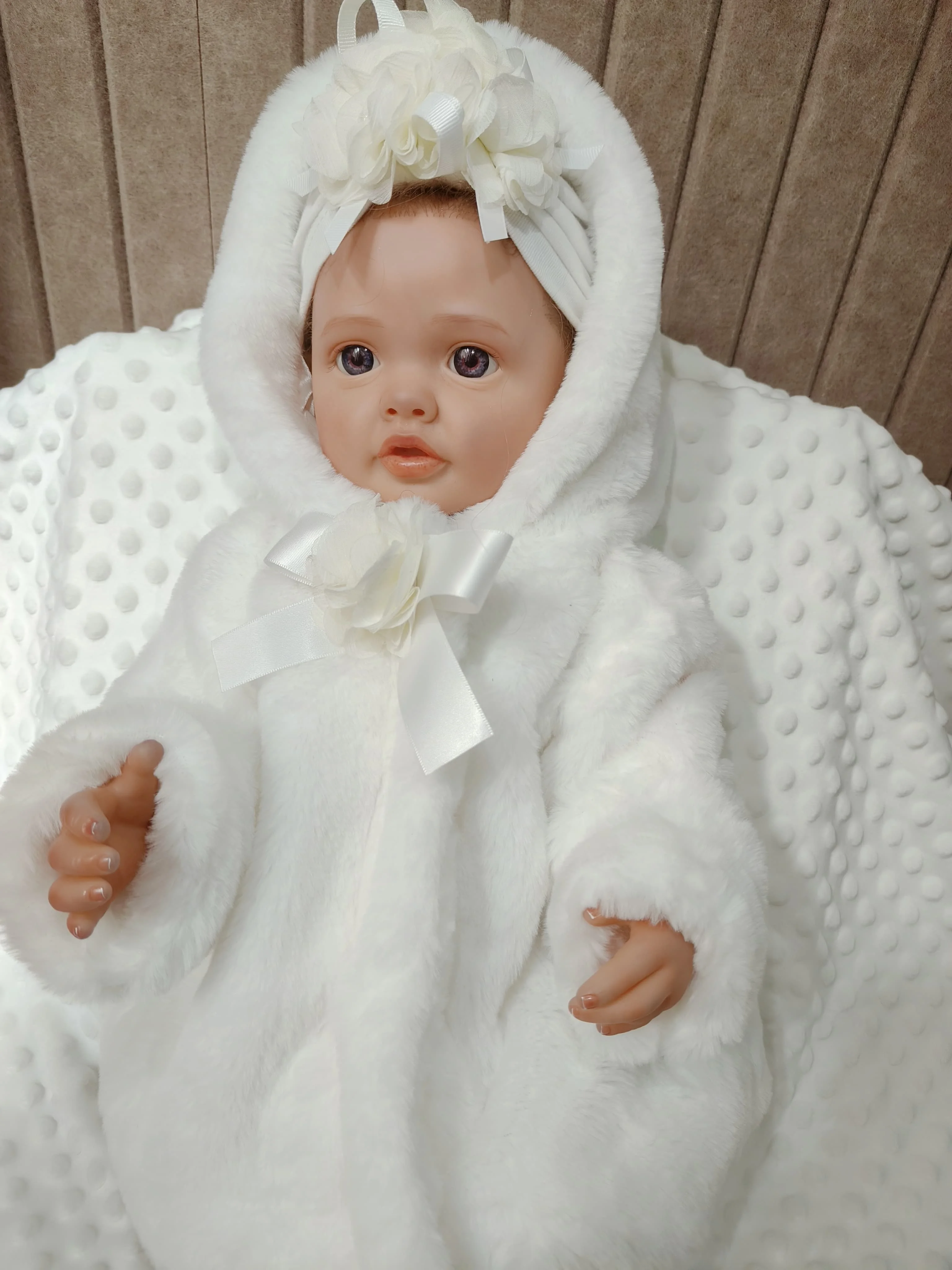 Abrigo de piel de invierno para niñas, chaqueta gruesa bonita, ropa de abrigo peluda cálida, suéter con capucha, capa de flores, vestido de fiesta de boda - imagen 5