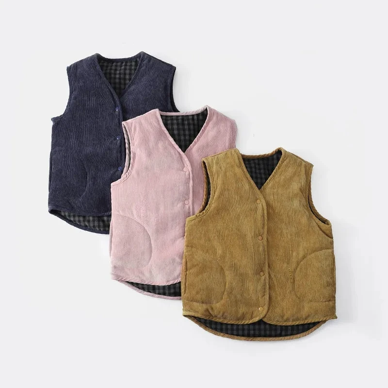 Chaleco de pana acolchado para niños – Moderno y térmico
