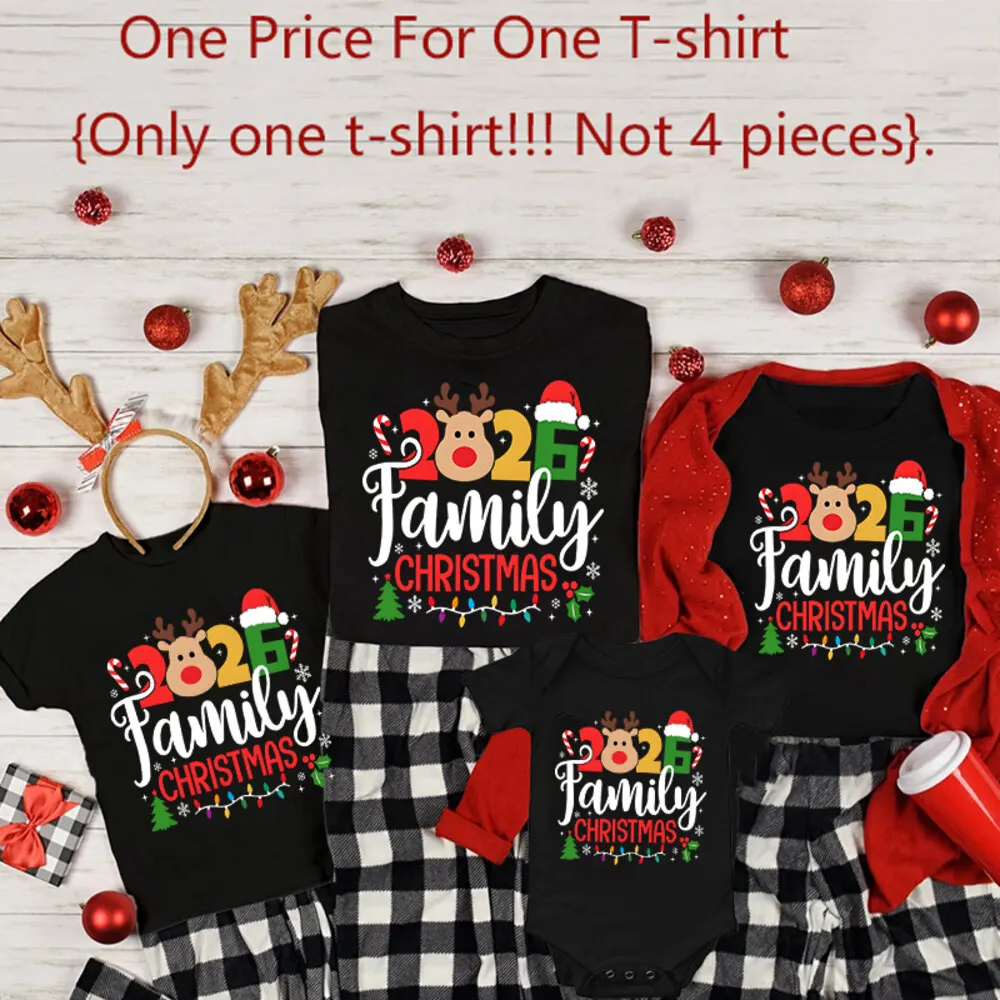 Ropa navideña familiar a juego, conjunto de regalo de fiesta de Navidad, camiseta familiar para padre, madre, niños y niñas, trajes, pelele para bebé 2026 - imagen 4