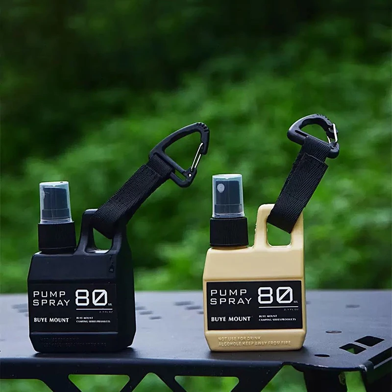 Botella pulverizadora con bomba para exteriores de 80Ml, botella tipo prensa, portátil, de viaje, con hebilla, pulverizador líquido embotellado para usos múltiples