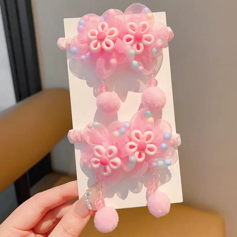 Lazos 3D flores estilo princesa para niña – elásticos sin dañar pelo - imagen 3