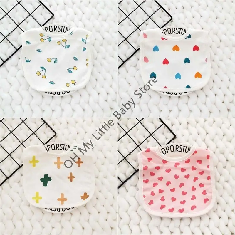 Babero infantil M76C, Baberos babeantes algodón para bebé 0 a 3 años, babero alimentación impreso absorción - imagen 2