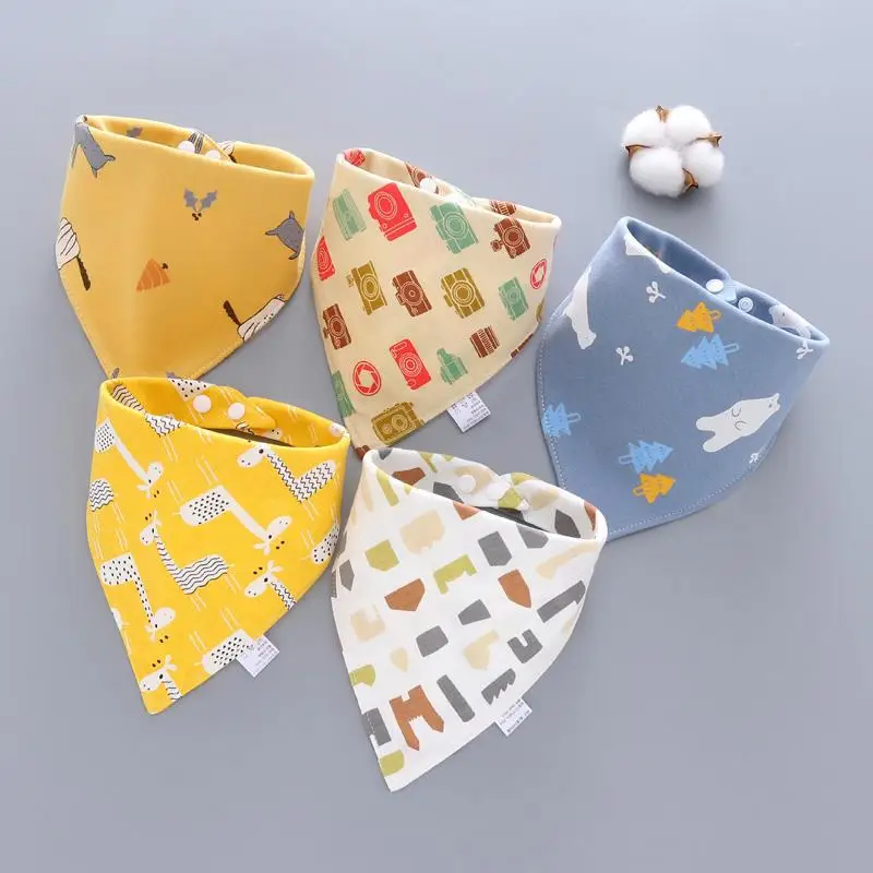 Baberos triangulares de algodón para bebé – Saliva con dibujo - imagen 2