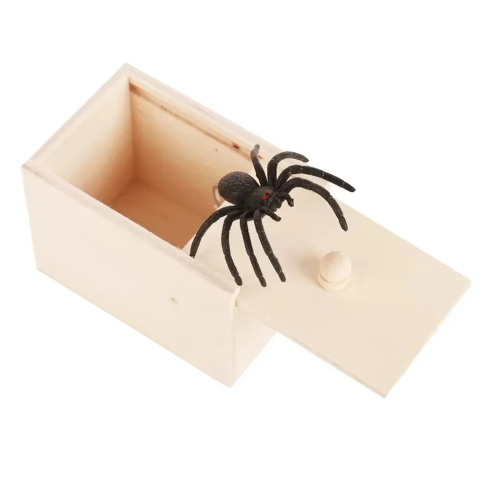 Caja de broma de araña divertida, caja de susto de madera de araña emergente, juguete divertido para Navidad, Halloween, broma de abril, juguete para trucos de broma para chico - imagen 5