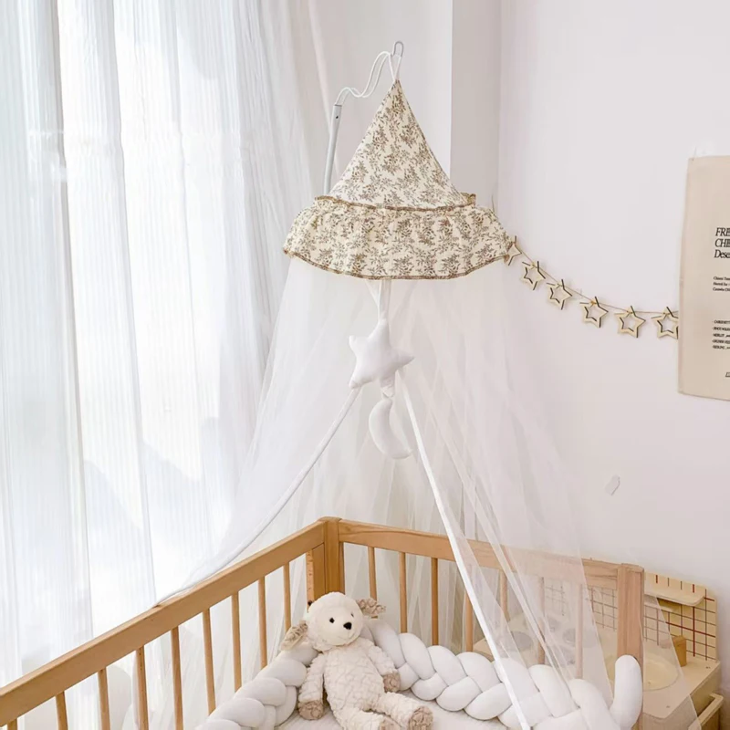Mosquitera de pie para cuna, decoración para habitación de niños, mosquitera de gran espacio, mosquitera de malla cifrada para el hogar de verano - imagen 5