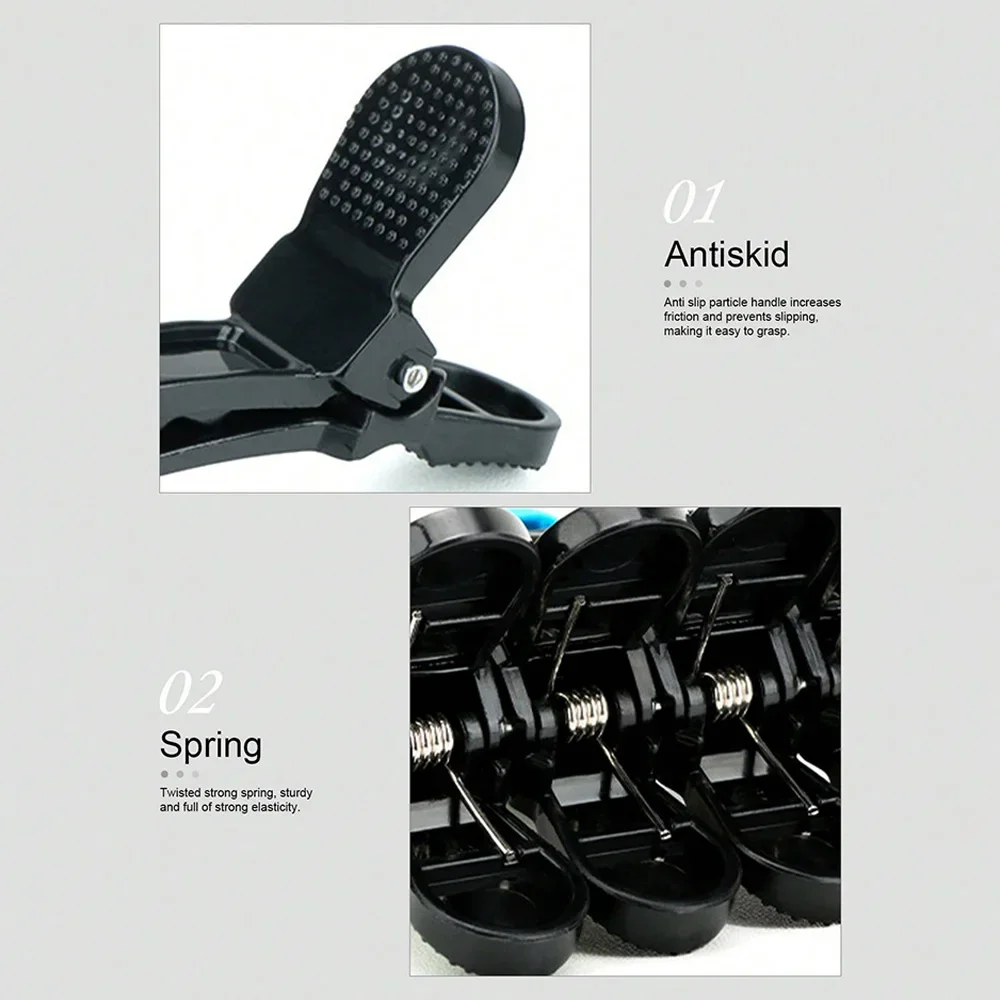 Pinzas de cocodrilo para peluquero, pasadores de sección, 6 uds., herramientas de estilismo antideslizantes para peluquería, accesorios de bricolaje para salón profesional - imagen 2