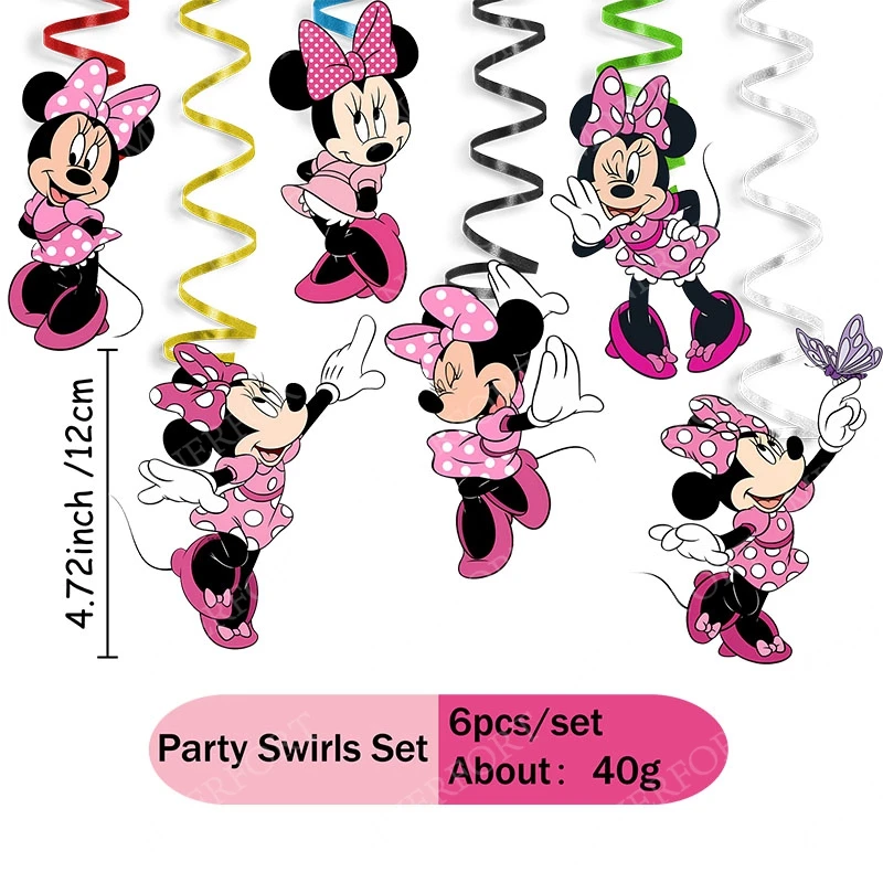 Espirales colgantes Mickey y Minnie para decoración infantil de cumpleaños