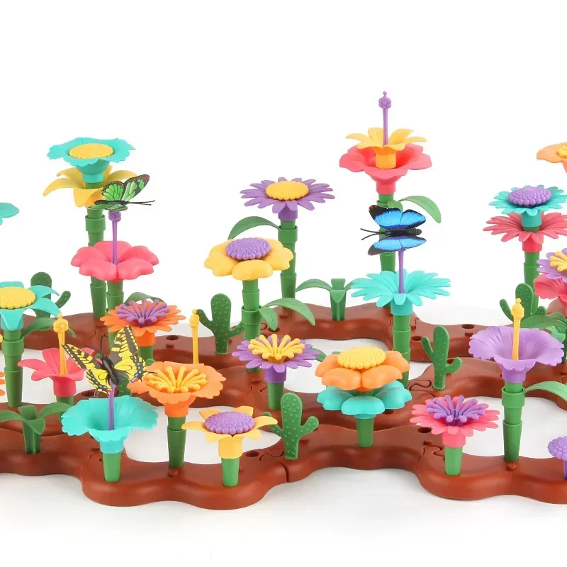 Juego de construcción de jardín de flores para niña, bloques apilables de flores Diy, ramo de ladrillos para niños pequeños, desarrollo para chico de 4, 5 y 6 años, conjunto de regalos - imagen 3