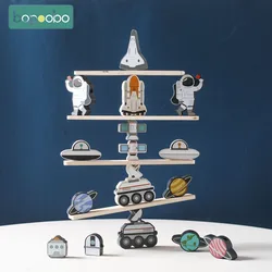 Juego Montessori equilibrio astronáutico bloques madera educativo