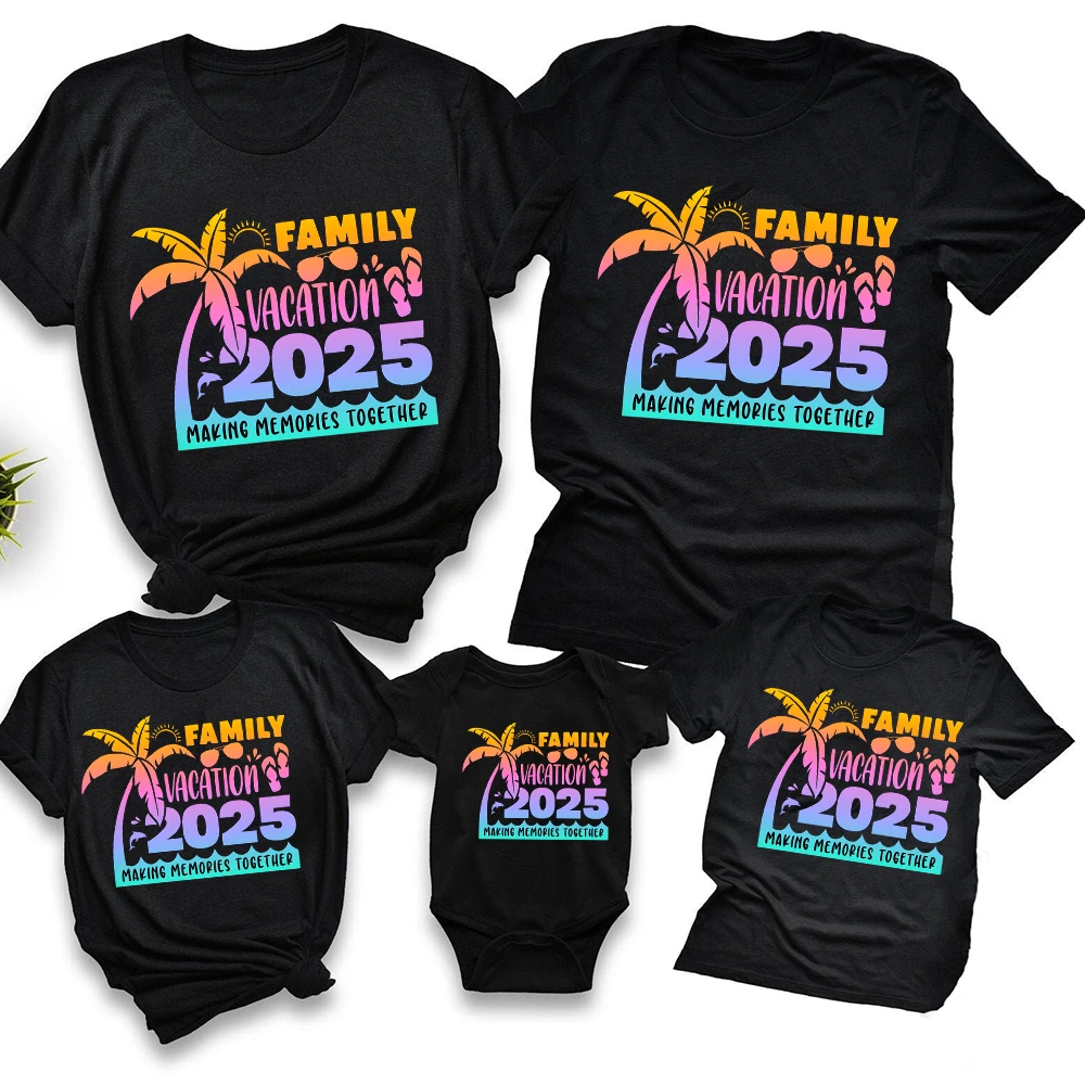 Vacaciones familiares 2025 camisas a juego papá mamá chico bebé playa vacaciones de verano 2025 camiseta camisetas de viaje familiares