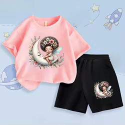 Novedad de verano, pantalones cortos de manga corta para niñas, conjuntos de 2 uds., trajes cómodos transpirables para niños, ropa de playa para niños, traje