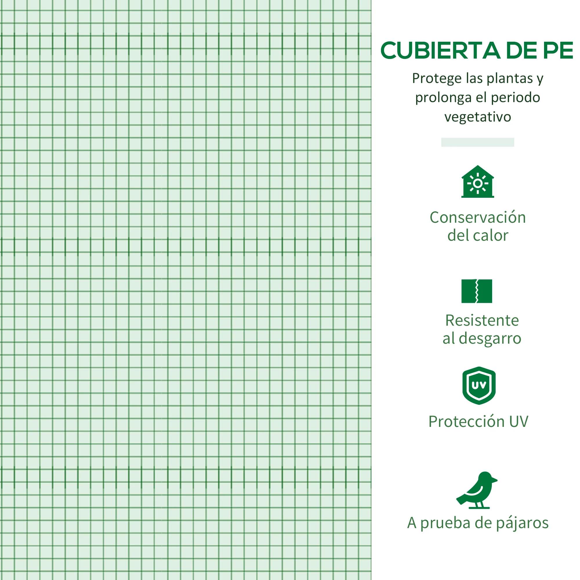 Outsunny Invernadero de Jardín 180x180x200 cm Invernadero de Túnel Pequeño con Puerta Enrollable y Ventana de Malla para Cultivar Plantas Flores Verde - imagen 4