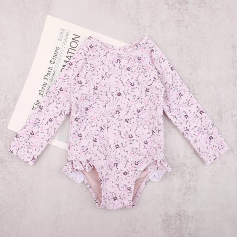Bañador Floral de manga larga para bebé, traje de baño con protección UV, secado rápido, piscina, ropa de playa - imagen 3