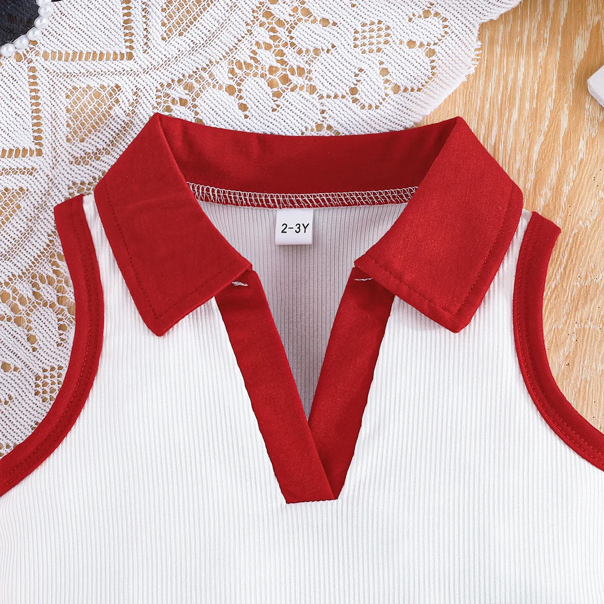 Conjuntos de 2 piezas de verano para niñas, moda coreana, Tops de algodón sin mangas con cuello en V y pantalones cortos vaqueros, ropa de Boutique para niños B032 - imagen 4