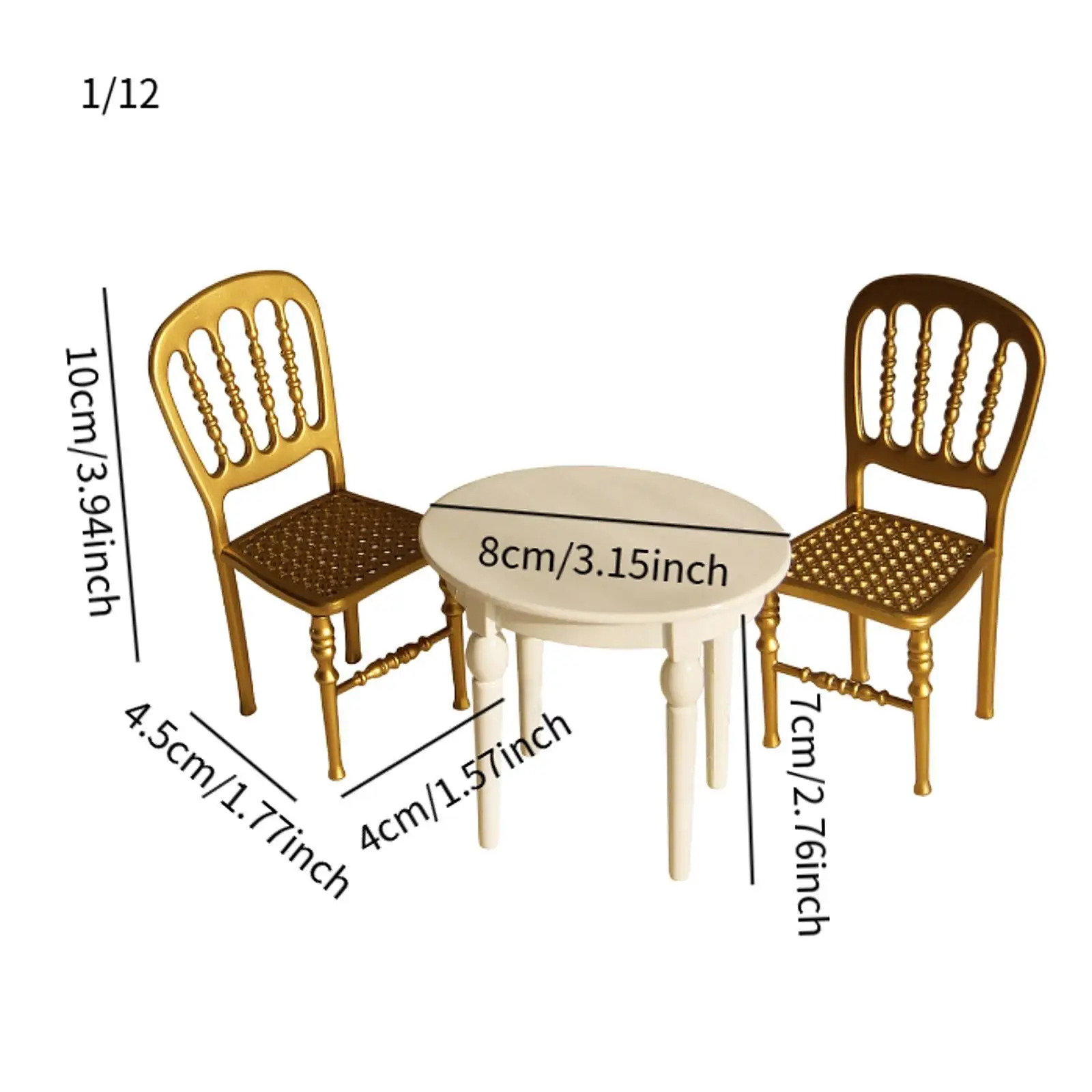 1/12 Dollhouse Miniatures Table Chair Pretend Play Props Simulation Mini Furniture