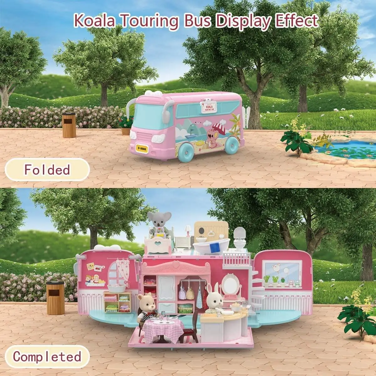 Casa de muñecas infantil grande con dormitorio, cocina y baño - imagen 5